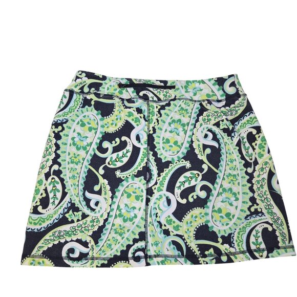 Talbots Womens LP Paisley Skort Navy Green White Stretchy Lined Activewear 4199 - Picture 2 of 9